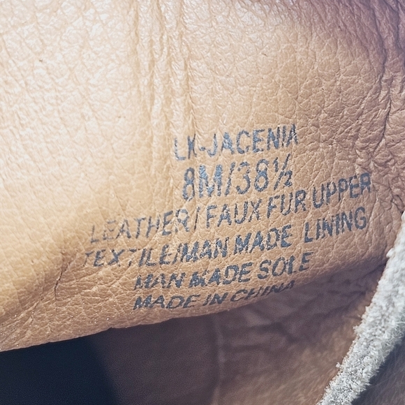 Lucky Brand Jacenia Olive Green Faux Shearling Leather Suede Booties size 8 - Picture 3 of 12